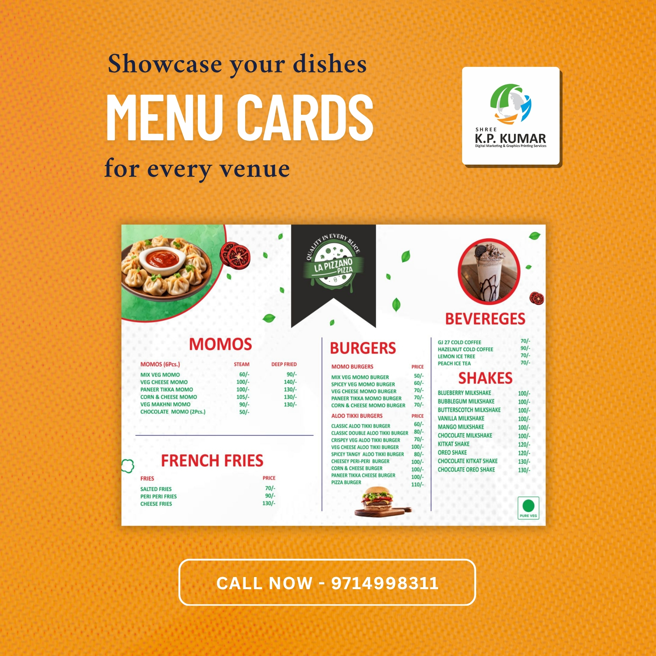 Attractive Menu Card Printing Services